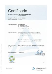 Certificado Imesaza ISO 16949:2009