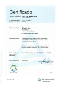 Certificado Nivac ISO 16949