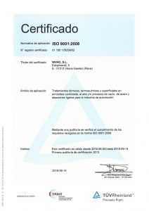 Certificado Nivac ISO 9001