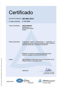 Certificado Imesaza ISO 9001:2015